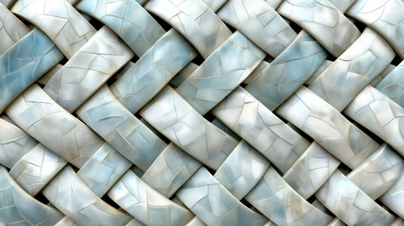 The elegant, woven pattern of soft, pearl-like leather panels exudes sophistication and modern luxury.の素材