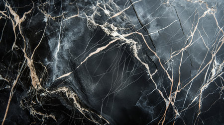 The rugged texture of black marble veined with delicate white lines offers a touch of sophistication and timelessness.の素材