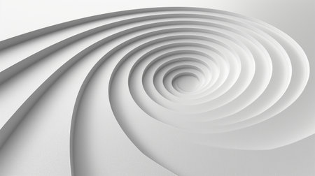 This abstract, spiral design in white creates a mesmerizing, infinite depth, evoking a sense of tranquility.の素材