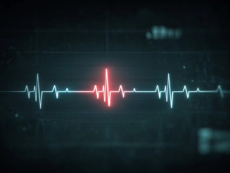 Electrocardiogram on a dark background. 3d renderingの素材