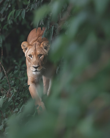 Lioness in the jungle of Serengeti National Park, Tanzaniaの素材