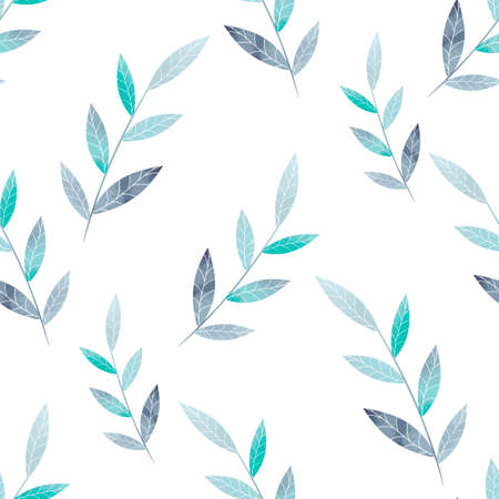 Spring leaf pattern watercolor nature flat style. Simple pattern fabric textile wrapping paper gift...