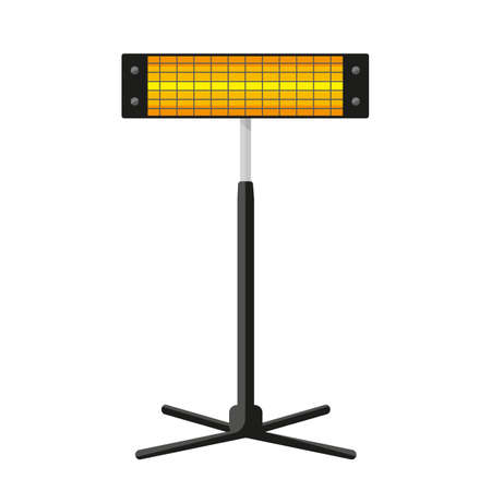 Infrared electric heater air home black flat. Household appliances temperature control room air heating electrical automatic smart house system climate comfort monitoring room isolated on whiteのイラスト素材