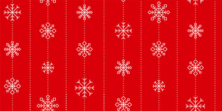 Snowflake white line red seamless pattern new year. Bright minimalist gift wrap paper background infinity print fabric textile needlework backdrop christmas winter ice crystal line editable decorのイラスト素材