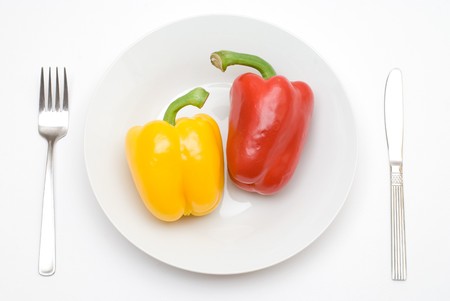 Paprika on the plateの写真素材