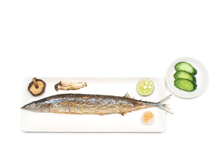 Grilled saury on the Plateの写真素材