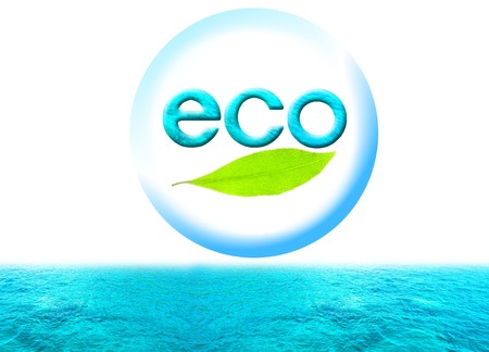 Eco image with a leaf and sea