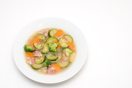 Soup of various kinds vegetables with Bacomの写真素材