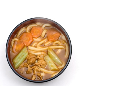 Japanese wheat-flour noodles with curry soup named Curry Udonの写真素材