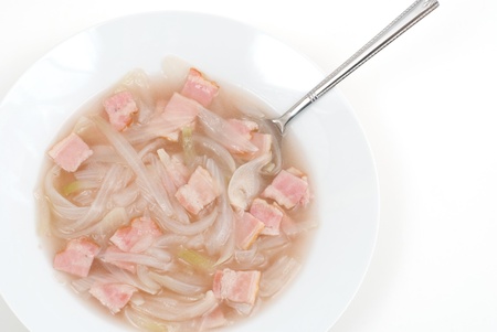 Red wine soup of onion and bacomの写真素材