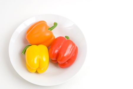 Bell pepper on the white plateの写真素材