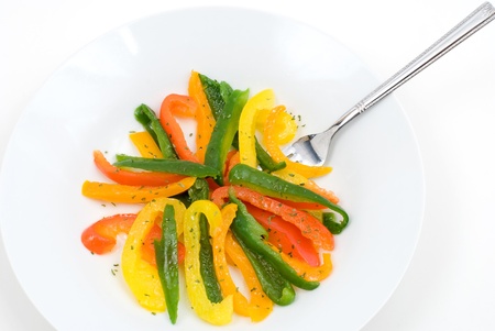 Colorful bell pepper salad in the plate