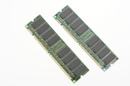 From an oblique angle of desktop computer memory isolated on white backgroundの写真素材