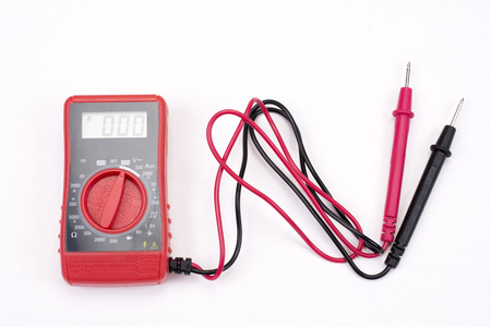 Digital multi electrical tester on white backgroundの写真素材