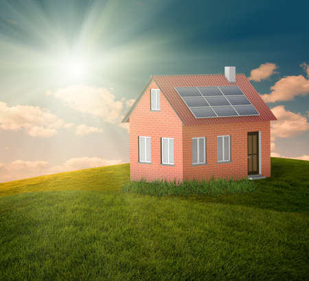 green house on summer landscape 
の写真素材