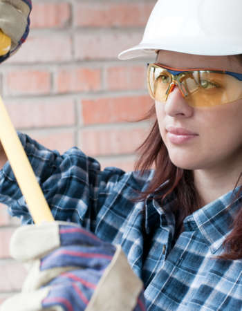 Home repair woman with toolsの写真素材