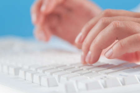 Keyboard closeup view with hands
