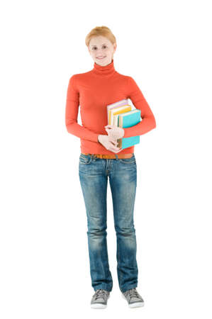 a student isolated on whiteの写真素材