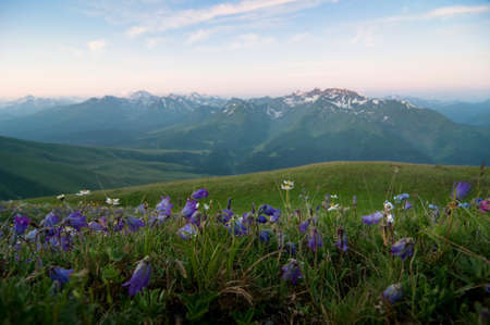 sunrise over Caucasus mountains の写真素材