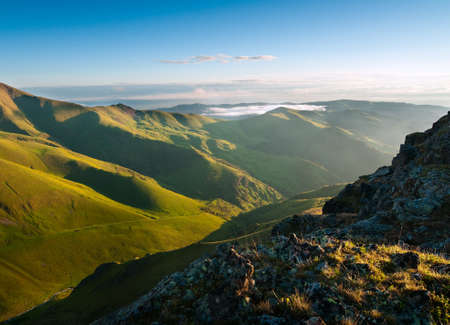 sunrise over Caucasus mountains の写真素材
