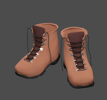 boots isolated on grey backgroundの写真素材