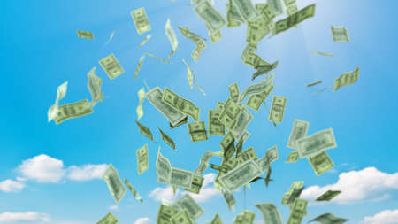 money falling from skyの写真素材