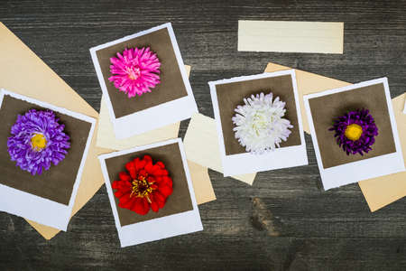 polaroids with old papers background