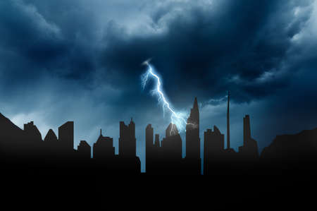 bad weather over city