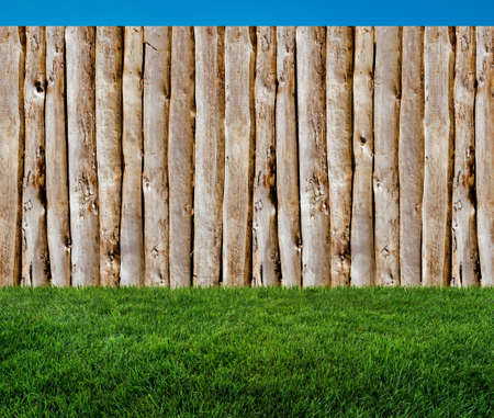 old wooden planks in backyard in summerの写真素材