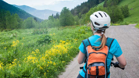 cycling in mountainsの写真素材