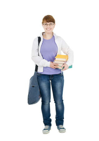 a student isolated on whiteの写真素材