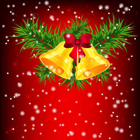 christmas bells decorated with red bowのイラスト素材