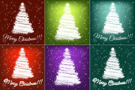 christmas trees vector setのイラスト素材