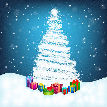 christmas tree and gift boxesのイラスト素材