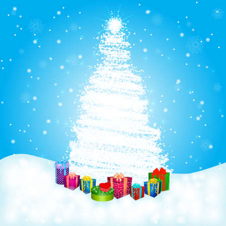  christmas tree and gift boxesのイラスト素材