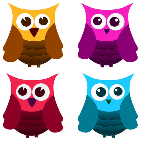 owls vector setのイラスト素材