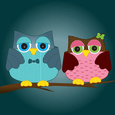 owls in love vectorのイラスト素材
