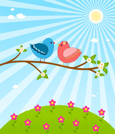 couple birds in love vectorのイラスト素材