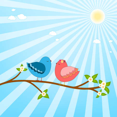 couple birds in love vectorのイラスト素材
