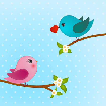 couple birds in love vectorのイラスト素材