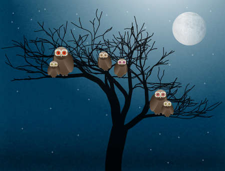 owls at night vectorのイラスト素材