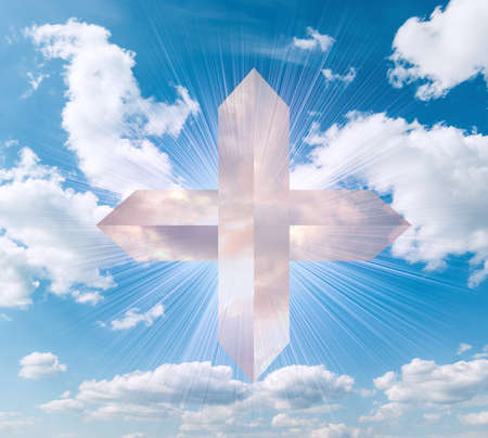 Cross in the cloudy skyの写真素材