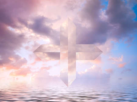 Cross in the cloudy skyの写真素材