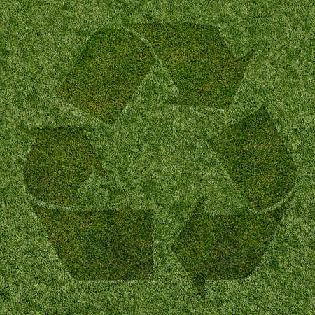 green  recycle symbol made with grassの写真素材