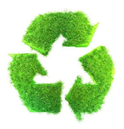green  recycle symbol made with grassの写真素材