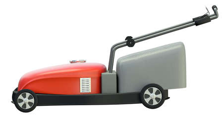 red lawnmower isolatedの写真素材