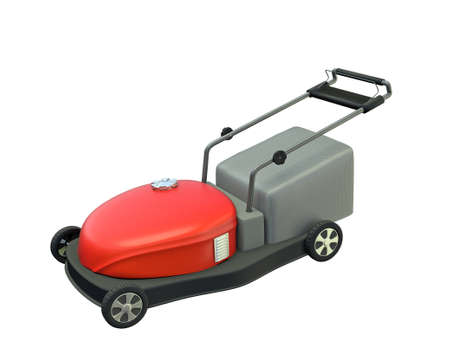 red lawnmower isolatedの写真素材