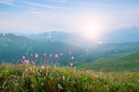 landscape of mountain range  in summerの写真素材