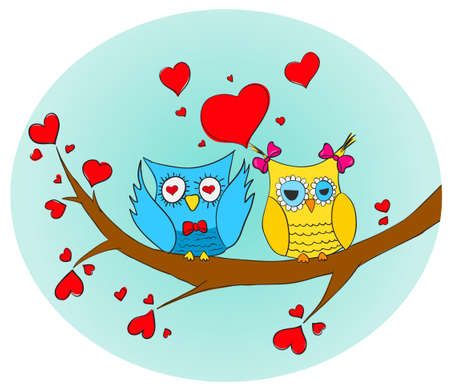 cute owls のイラスト素材