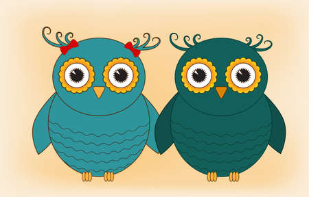 funny owls のイラスト素材